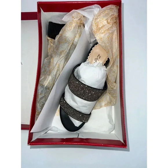 Zigi Soho ceeley black sandal heels rhinestone jeweled slides size 6.5 - Picture 5 of 9